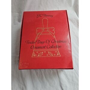 JC Penney Twelve Days Of Christmas Ceramic Bell Ornaments Set White Multicolor